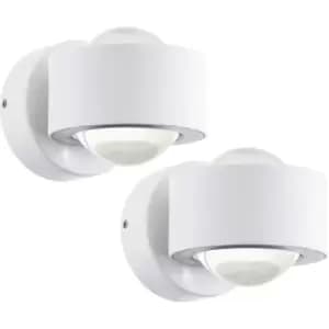 Image of 2 PACK IP44 Outdoor Wall Light White Aluminium Hoop Shade 2W LED Porch Lamp