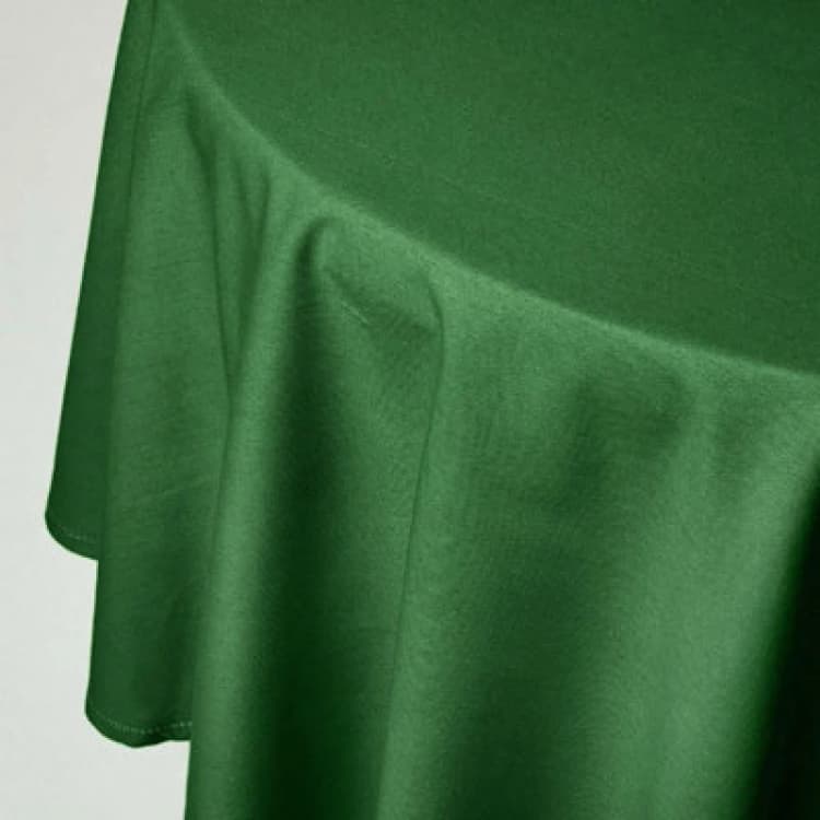 Image of Homescapes Cotton Round Tablecloth Plain Fabric Dining Table Cloth Dark Green, 178cm Round With Hem Stitch, Hypoallergenic