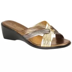 Image of Boulevard Womens/Ladies X Over Mule Sandals (7 UK) (Bronze/Pewter/Gold)