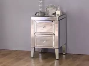 Image of Birlea Valencia Mirrored 2 Drawer Bedside Assembled