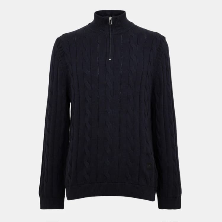 Image of Paul Smith Mens Cable Crew Neck Jumper Blue 49 male XL