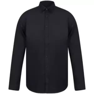 Image of Henbury Mens Modern Long Sleeve Slim Fit Oxford Shirt (M) (Black)