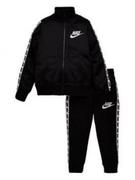 Image of Nike Sportswear Younger Boys Block Taped Tricot Tracksuit - Black, Size 6-7 Years