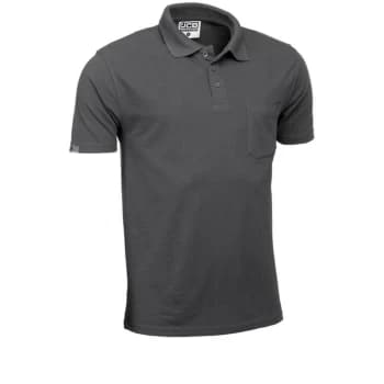 Image of Jcb Workwear - Grey Polo Shirt Trade 3 Button Top Left Chest Pocket L Large D+AK