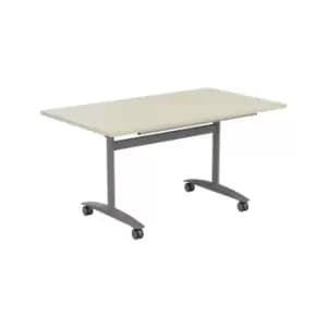 Image of One Tilting Table 1400 X 700 Silver Legs Maple Top