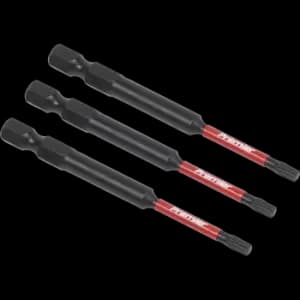 Image of Sealey Impact Power Tool Torx Screwdriver Bits T15 75mm Pack of 3