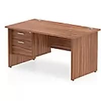 Image of Dynamic Rectangular Office Desk Walnut MFC Panel End Leg Walnut Colour Frame Impulse 1 x 2 Drawer Fixed Ped 1400 x 800 x 730mm