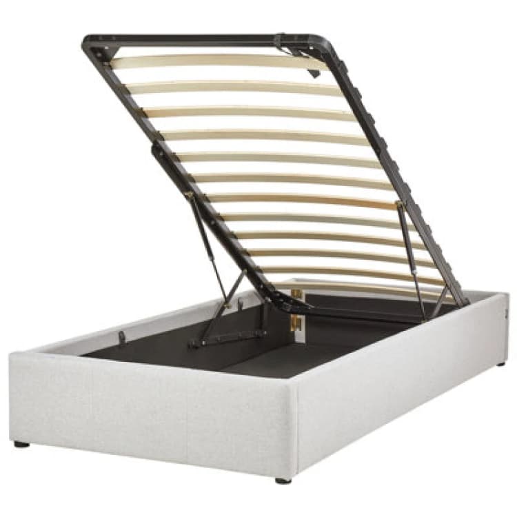 Image of Beliani Ottoman Bed Without Headboard Fabric Dinan 90 X 200 Cm (Eu Single) Light Grey