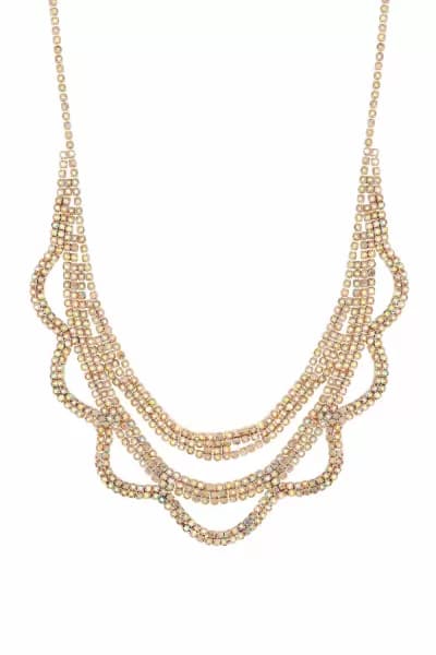 Image of Rose Gold Pink Aurora Borealis Scalloped Diamante Necklace