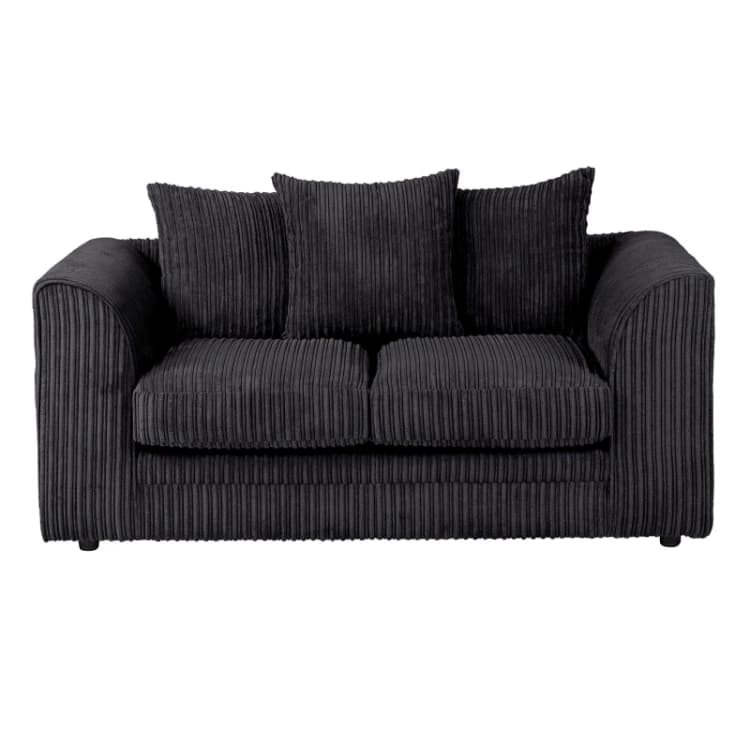 Image of LUXURY LIFE Dylan Jumbo Cord Fabric 2 Seater Sofa Black