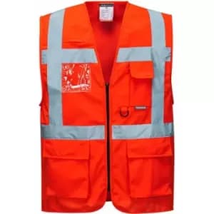 Image of Portwest S476 Red Sz XXL Hi-Vis Vest Berlin Executive Pockets Reflective - Hi-Visibility Red