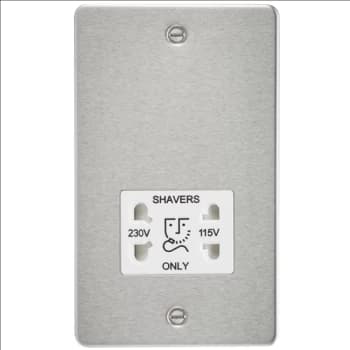 Image of KnightsBridge Flat Plate 115/230V dual voltage shaver socket - brushed chrome with white insert