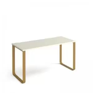 Image of Cairo straight desk 1400mm x 600mm with sleigh frame legs - brass