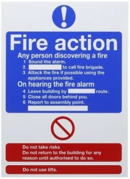 Image of Safety Sign Fire Action Words A4 Self Adhesive (Pack of 1)