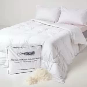 Image of Premium White Goose Down 9 Tog Super King Size Duvet - White - Homescapes