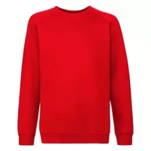 Image of Fruit Of The Loom Childrens/Kids Unisex Raglan Sleeve Sweatshirt (7-8) (Red)