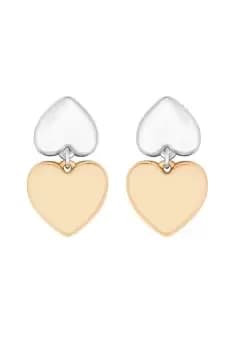 Image of Two Tone Polished Double Heart Drop Earrings
