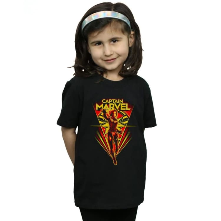 Image of Marvel Captain Flying V Cotton T-Shirt Black female