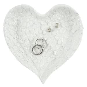 Image of Glitter Heart Shaped Angel Wing Trinket Dish