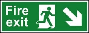 Image of Fire Exit Running Man Arrow Down / Rigid PVC