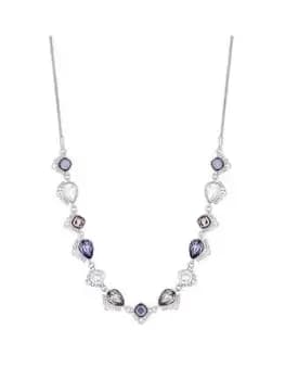 Image of Mood Silver Lavender And Crystal Stone Set Toggle Necklace, Silver, Women
