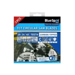 Image of BlueSpot Tools 19402 190mm Circular Saw Blade Set 3 Piece B/S19402