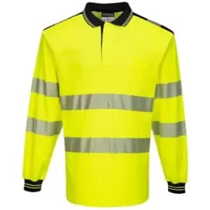 Image of T184YBRXXL - sz 2XL PW3 Hi-Vis Polo Shirt L/S - Yellow/Blue - Portwest