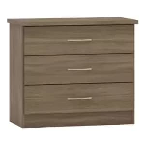Image of Seconique Nevada 3 Drawer Chest - Rustic Oak Effect