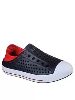 Image of Skechers Boys Guzman Steps Aqua Surge Slip On Molded Eva Shoe With Collapsable Back, Black/Red, Size 11 Younger