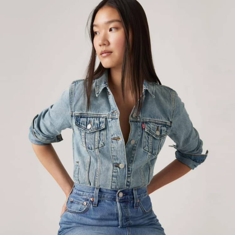 Image of Levis Ex Boyfriend Trucker Jacket - Blue Blue 10