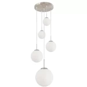 Image of Sienna Bollique Cluster Pendant Ceiling Light Steel Brushed, Glass Matt