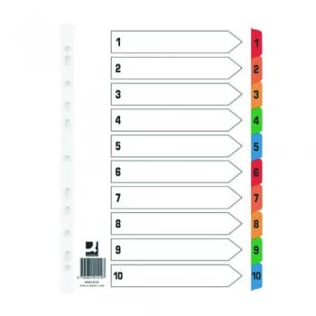 Image of Q Connect Index 1-10 Board Reinforced Multi Pack of 25 KF01519Q