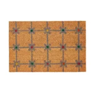 Image of Esselle Pride Of Place Astley Printed Coir Doormat, Retro Flowers Design, 40 X 60cm