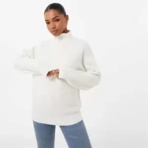 Image of Jack Wills Lounge High Neck Zip Knitted Jumper - White