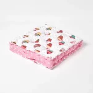 Image of Cotton Cup Cakes Floor Cushion, 50 x 50cm - Pink - Homescapes