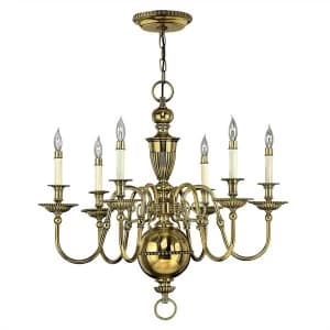 Image of 6 Light Chandelier Polished Brass Finish, E14