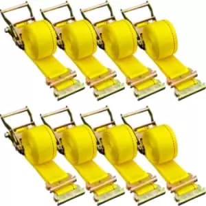 Image of VEVOR E-Track Ratchet Strap, 8 Pack 2" x 15' E Track Straps 4400 lbs Breaking Strength, w/ Polyester Webbing & Spring Fitting & Ratchets, Durable Tie-