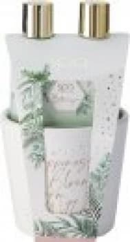 Image of Style & Grace Spa Botanique Pamper Pot Gift Set Eco Packaging 100ml Body Wash + 100ml Body Lotion + 50g Bath Crystals + Ceramic Pot
