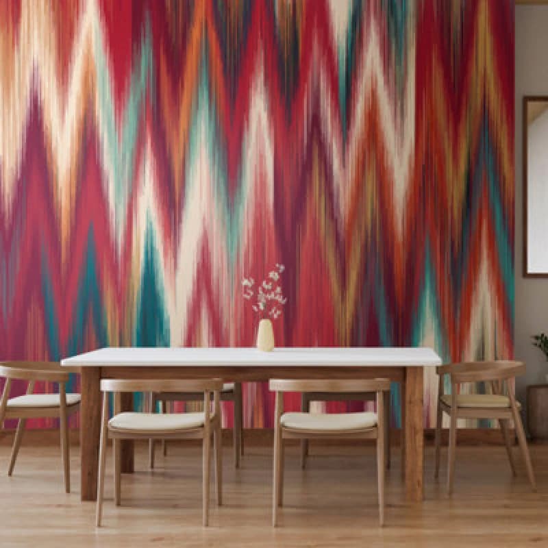 Image of Origin Murals Ikat Zig Zag - Raspberry Red Matt Smooth Paste The Wall Mural 300Cm Wide X 240Cm High