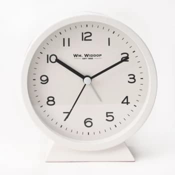 Image of WM WIDDOP Round Alarm Clock with Flat Base - White