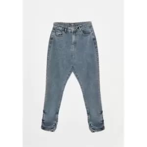 Image of Missguided Stacked Hem Straight Leg Jean - Blue