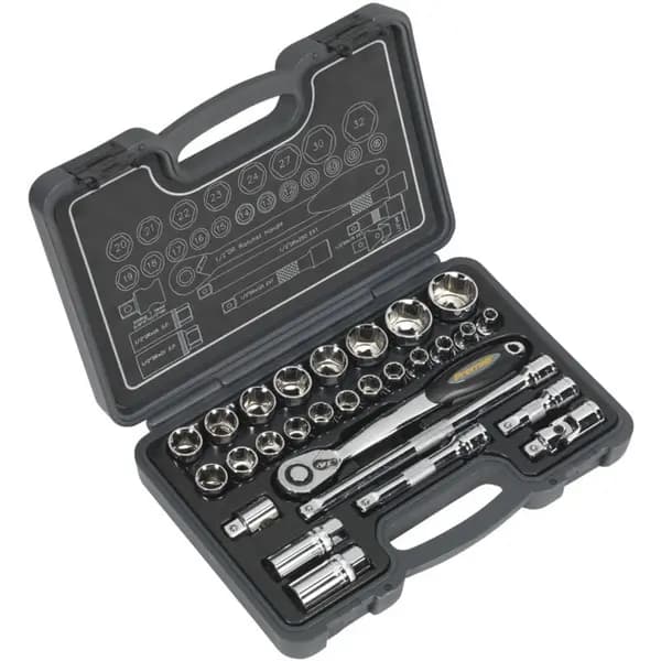 Image of Genuine SEALEY AK7953 Socket Set 28pc 1/2Sq Drive 6pt WallDrive® Metric
