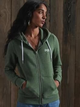 Image of Superdry Orange Label Zip Hoodie, Khaki, Size 8, Women