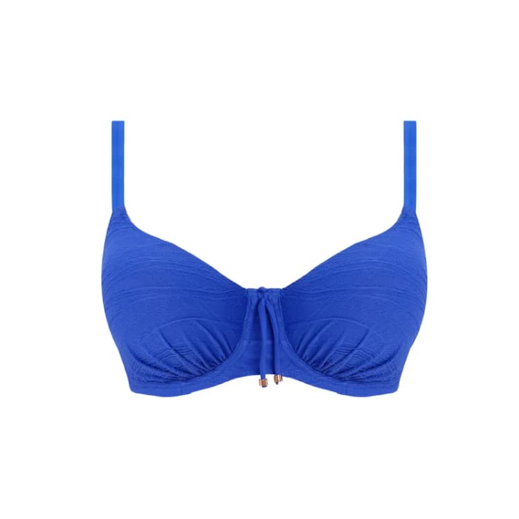 Image of Fantasie Womens underwired pleated swimsuit top Fantasie Beach Waves Ultramarine Bleu Female 85D