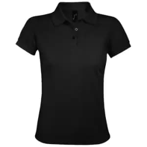 Image of SOLs Womens/Ladies Prime Pique Polo Shirt (XL) (Black)
