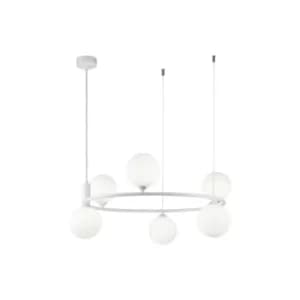Image of Ring Ceiling Pendant Lamp White, 6 Light, G9