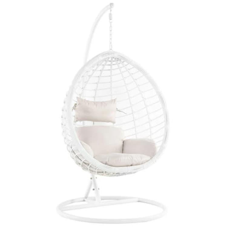 Image of Beliani Hanging Chair With Stand Fano Pe Rattan White