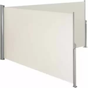 Image of Double-sided garden privacy screen w/ retractable awnings - privacy screen, garden privacy screen, patio awning - 180 x 600cm beige - beige