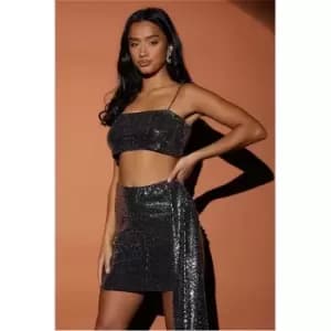 Image of I Saw It First Silver Petite Sequin Bralet - Metallics