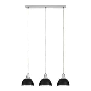 Image of Premier Housewares Jasper Pendant Light 3 Shades - Black Shade/Chrome